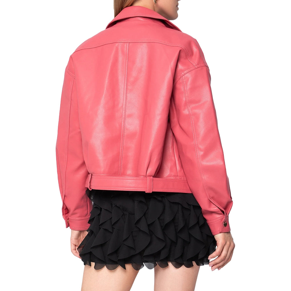 Gemini Pink Motorcycle Leather Jacket