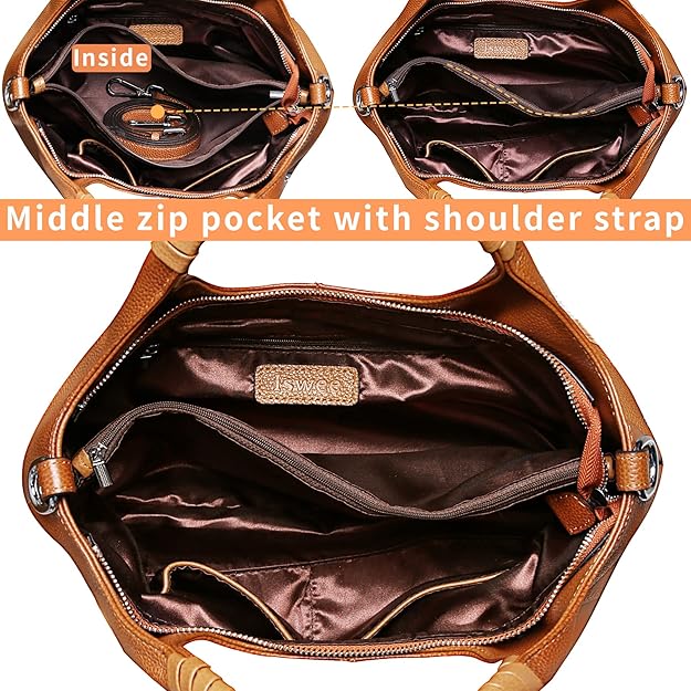 Iswee Genuine Leather Shoulder Bag – Medium Satchel Tote