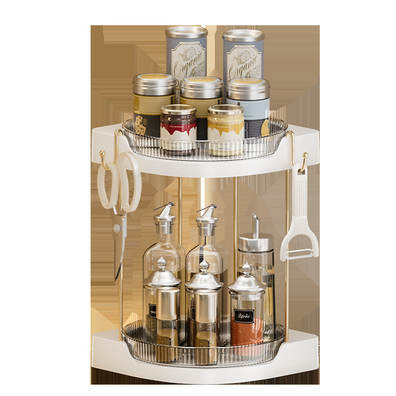 Kitchen Seasoning Rotating Rack – Double-Layer Desktop Turntable Storage