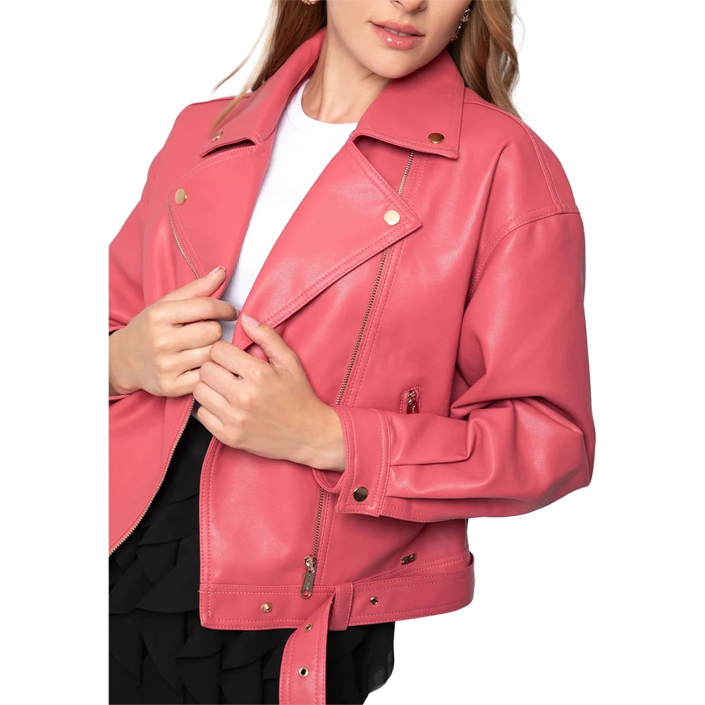 Gemini Pink Motorcycle Leather Jacket