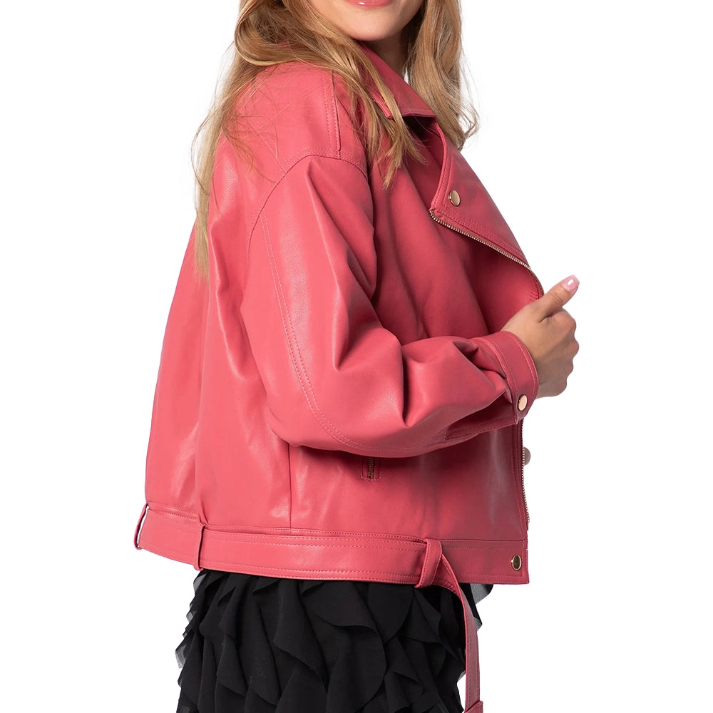 Gemini Pink Motorcycle Leather Jacket