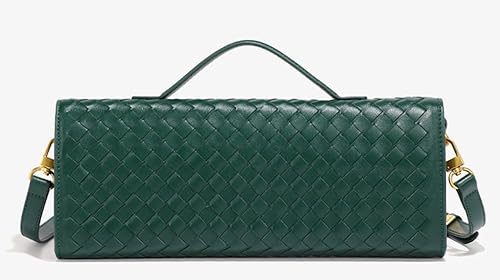 Trendy Woven Evening Clutch Purses Women Underarm Shoulder Handbag Cute Satchels Crossbody Purse PU Leather Wallet