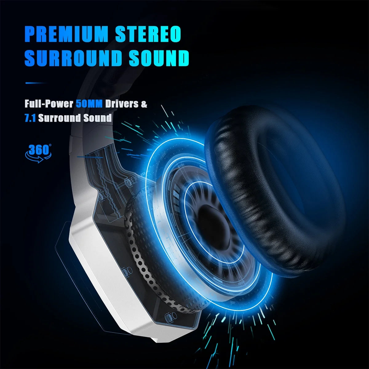 RUNMUS Gaming Headset – Multi-Platform Surround Sound Headphones with Mic & LED