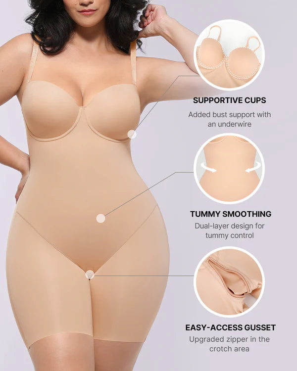 AirSlim Strapless Mid Thigh Bodysuit