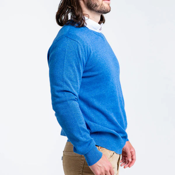 Men’s Mykonos Blue Sweater with Blue Check Collared Shirt