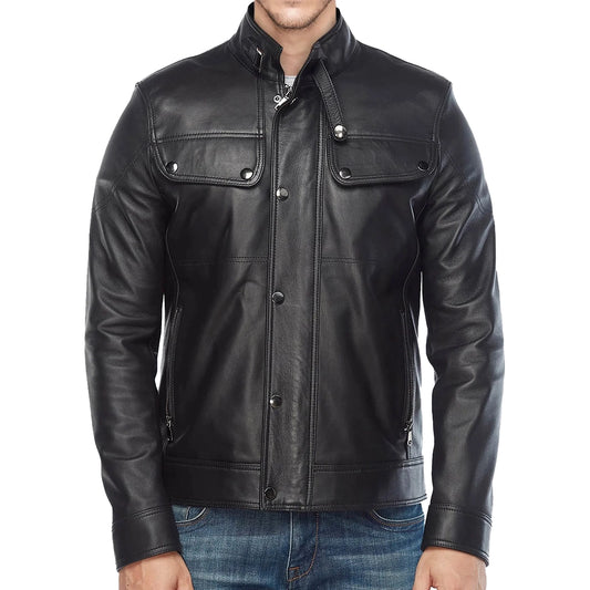 Men’s Black Classic Leather Biker Jacket