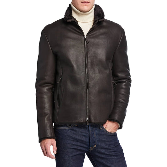 Man Premium Quality Shearling Lined Leather Jacket