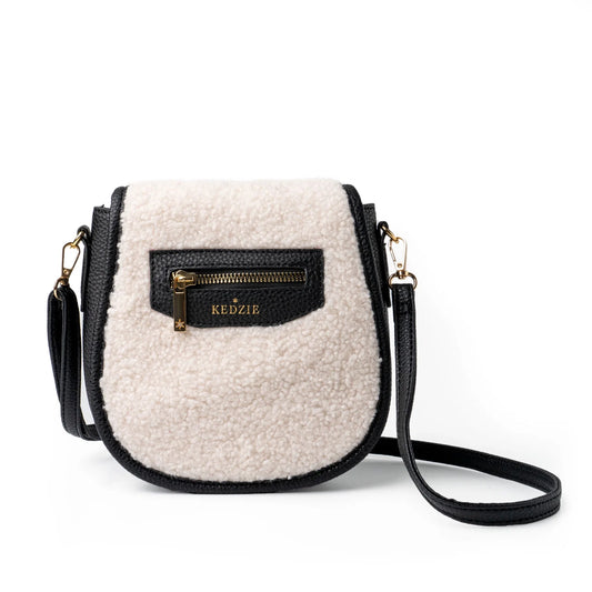 Kedzie Camden Fireside Crossbody Bag Vegan Leather Mini Messenger Handbag Shoulder Bag, Ivory (Women's)