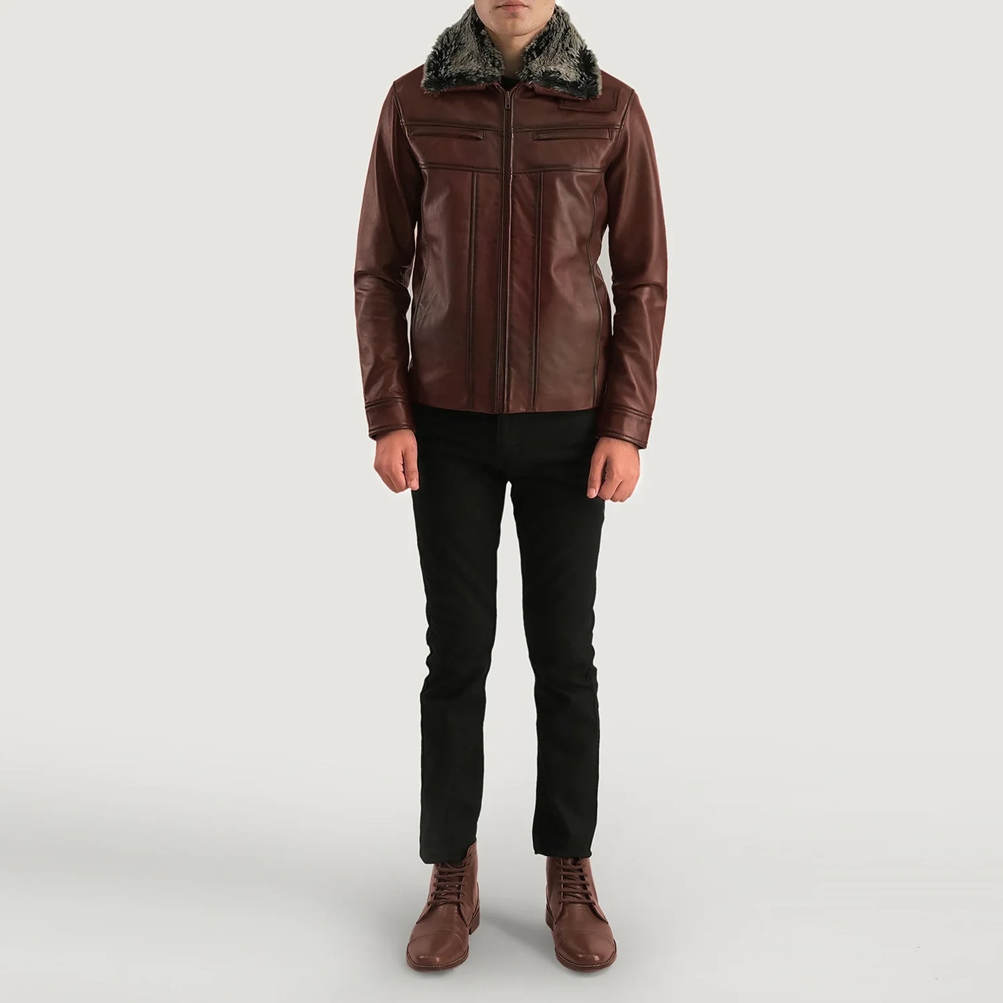 Evan Hart Fur Brown Leather Jacket