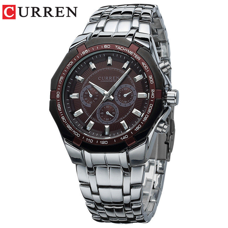 Business Fashion Men's Precision Watch Quartz Watch False Three-Eye Watch