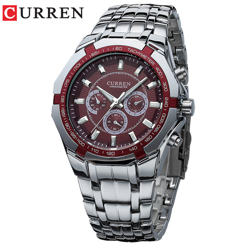 Business Fashion Men's Precision Watch Quartz Watch False Three-Eye Watch
