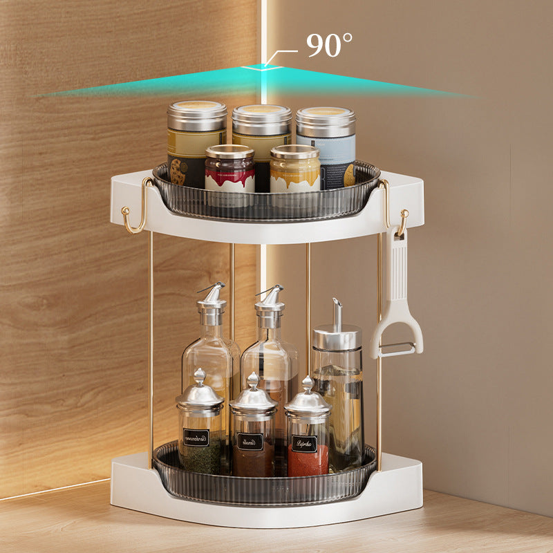 Kitchen Seasoning Rotating Rack – Double-Layer Desktop Turntable Storage