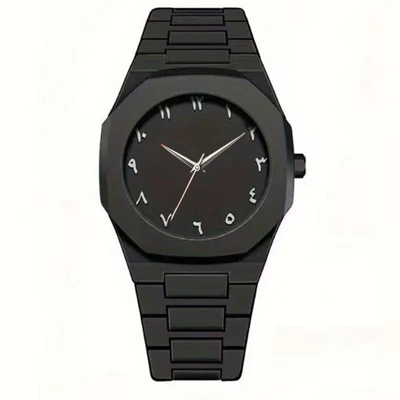 Popular Plastic Men's Watch Arabic Business Black Butterfly Buckle Watch Men's Cross-Border