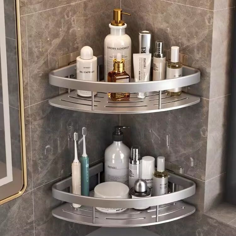 Bathroom Triangle Storage Rack – Nail-Free Wall-Mounted Corner Rack