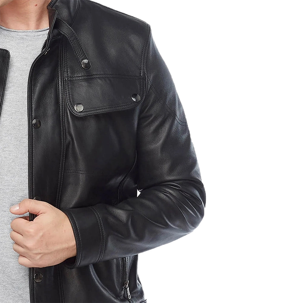 Men’s Black Classic Leather Biker Jacket