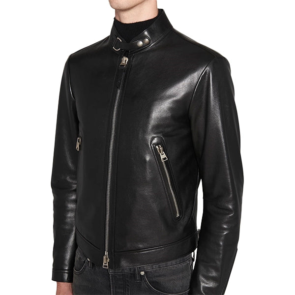 Black Soft Leather Biker Jacket