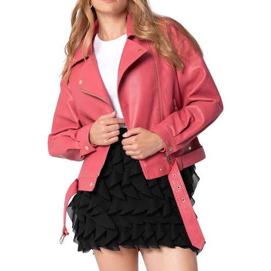 Gemini Pink Motorcycle Leather Jacket