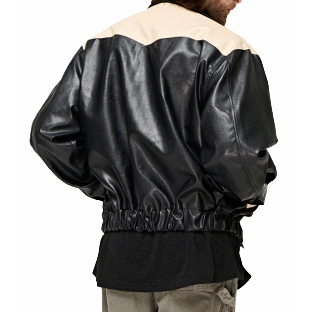 Ryan Black and White Bomber Racer Jacket