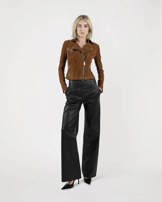 RIDER Stretch Suede Jacket in Tabacco