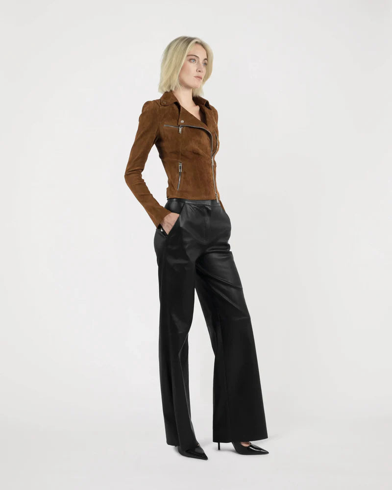RIDER Stretch Suede Jacket in Tabacco